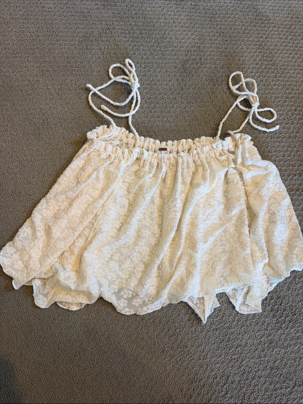 Free People Ivory Floral Lace Tie-Shoulder Camisole